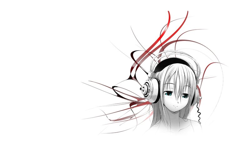anime girl with headphones