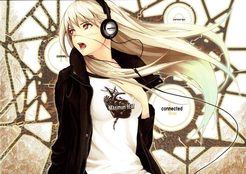 anime girl with headphones