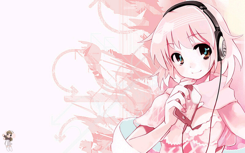 anime girl with headphones