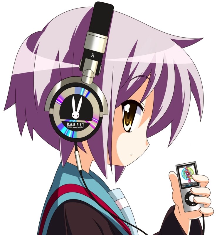 anime girl with headphones