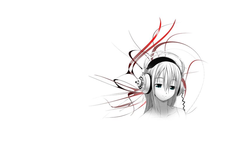 anime girl with headphones