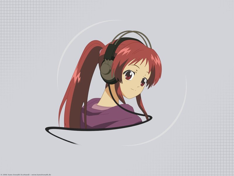 anime girl with headphones