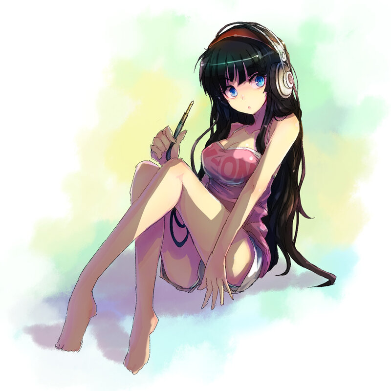 anime girl with headphones