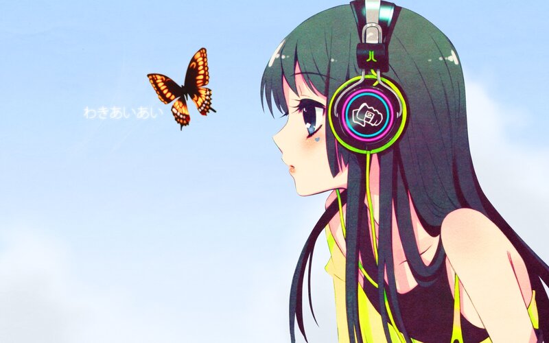 anime girl with headphones