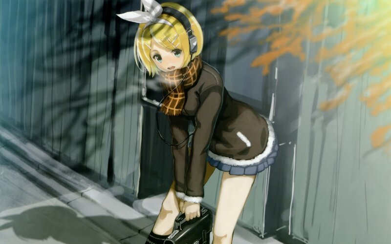 anime girl with headphones