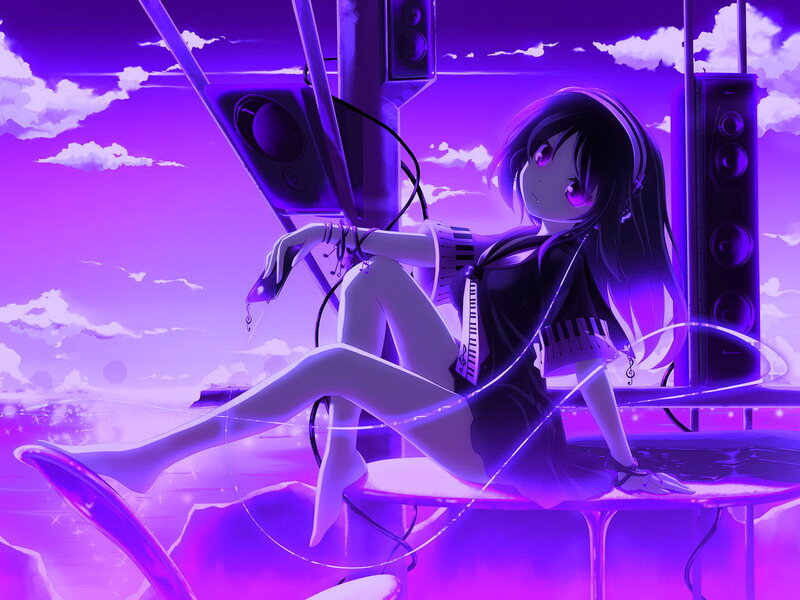 Anime girl with headphones