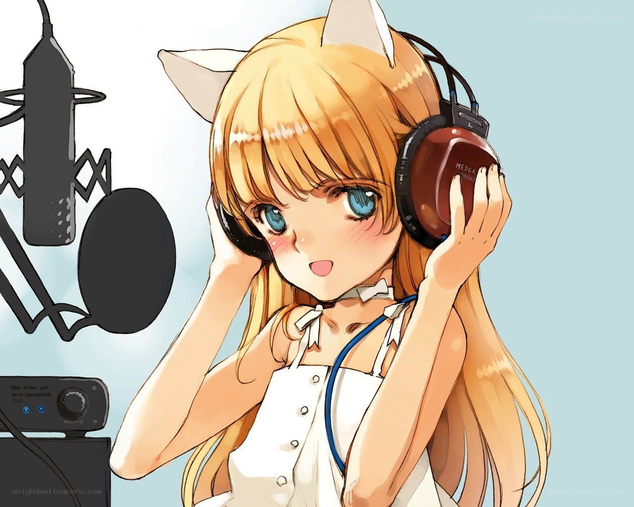 anime girl with headphones