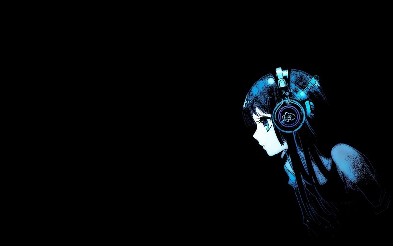 anime girl with headphones