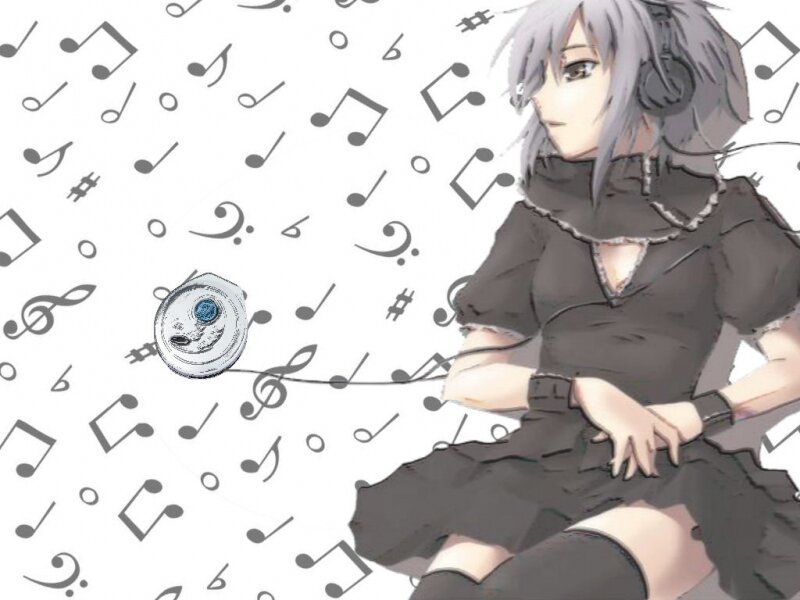 anime girl with headphones