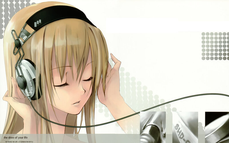 anime girl with headphones