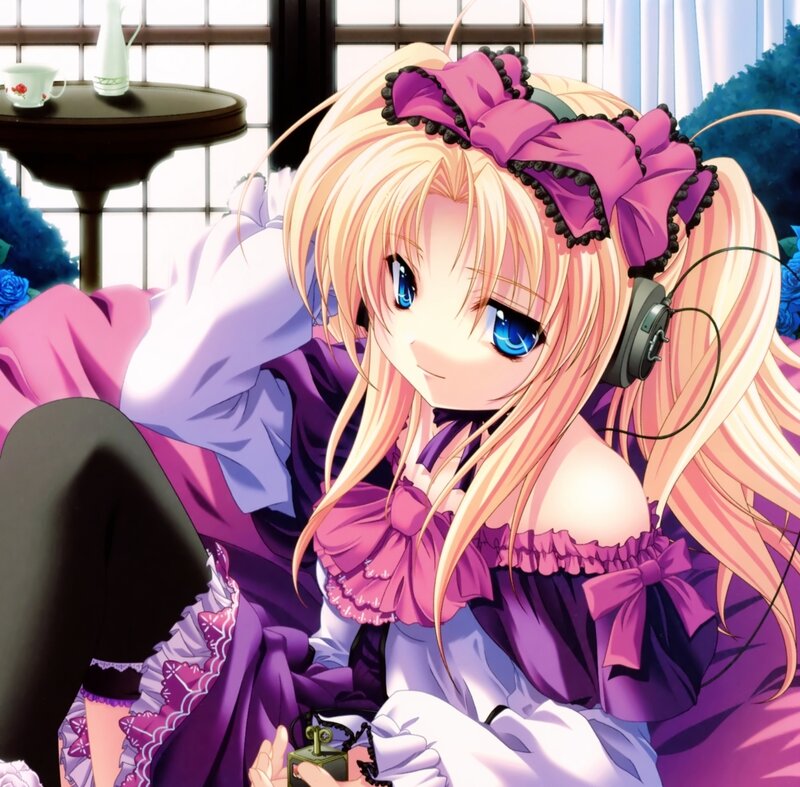 anime girl with headphones