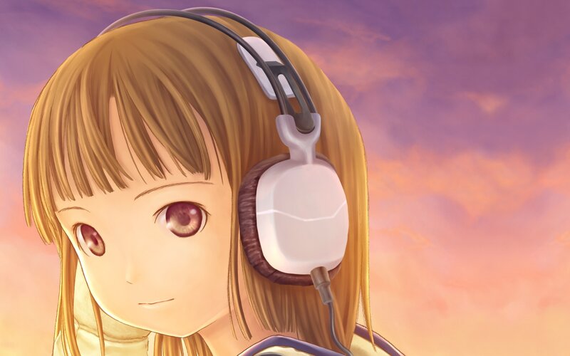 anime girl with headphones