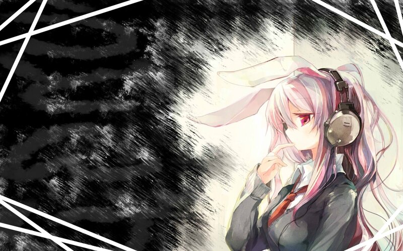 anime girl with headphones