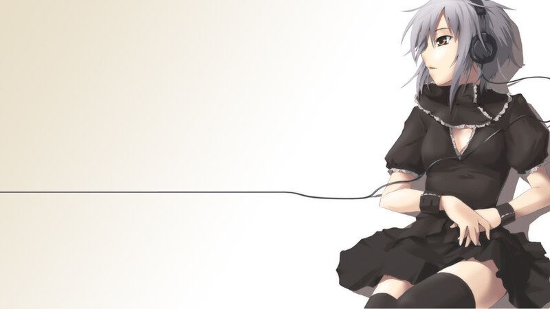 anime girl with headphones