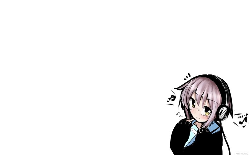 anime girl with headphones