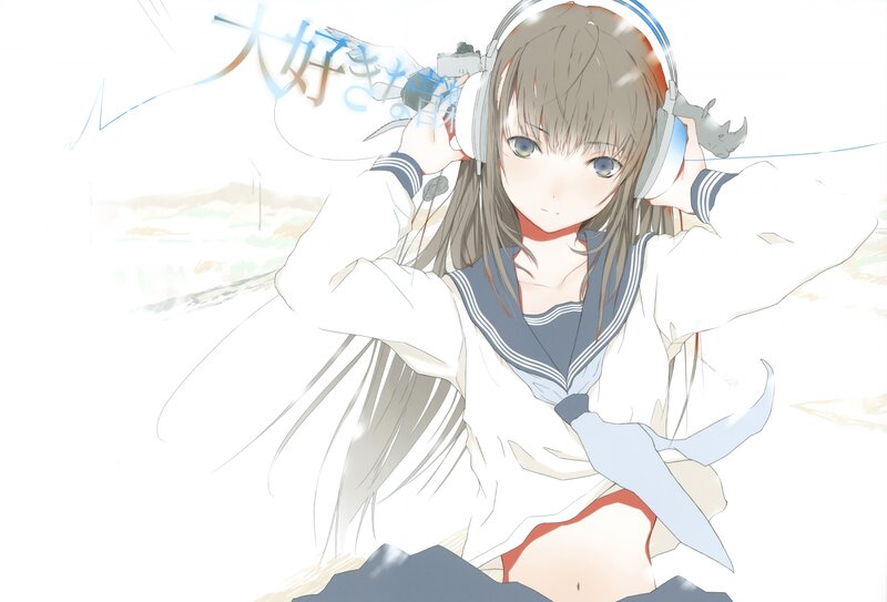 anime girl with headphones
