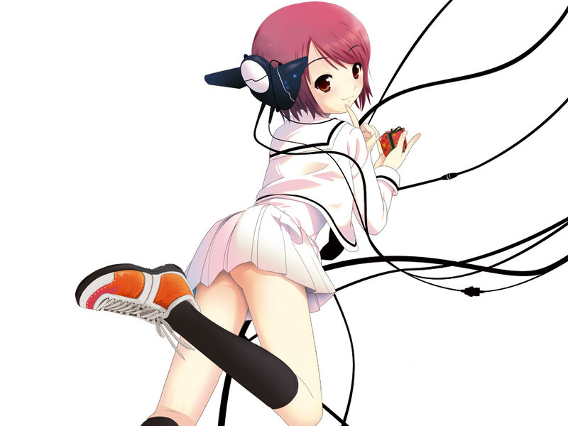 anime girl with headphones