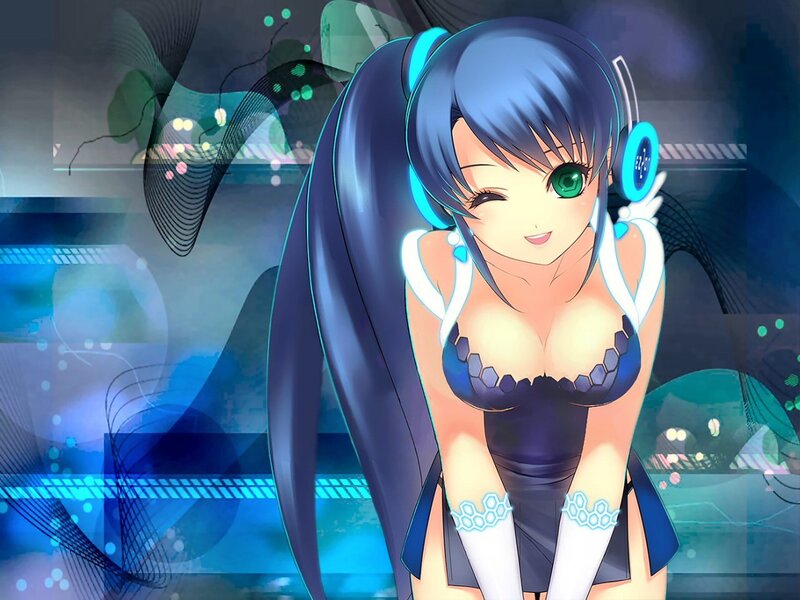 anime girl with headphones