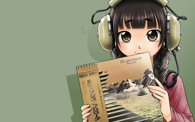 anime girl with headphones