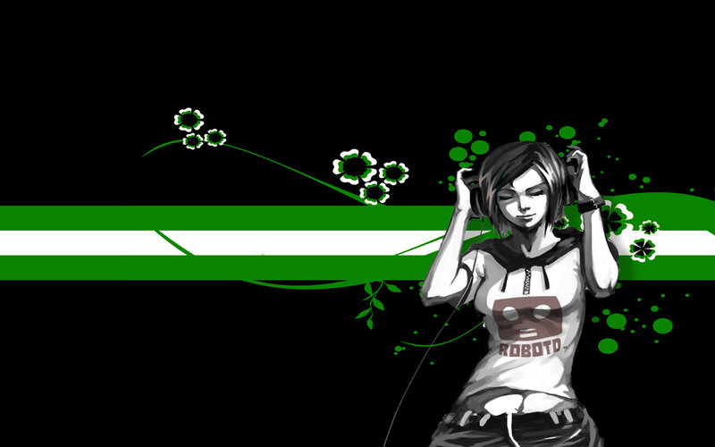 anime girl with headphones