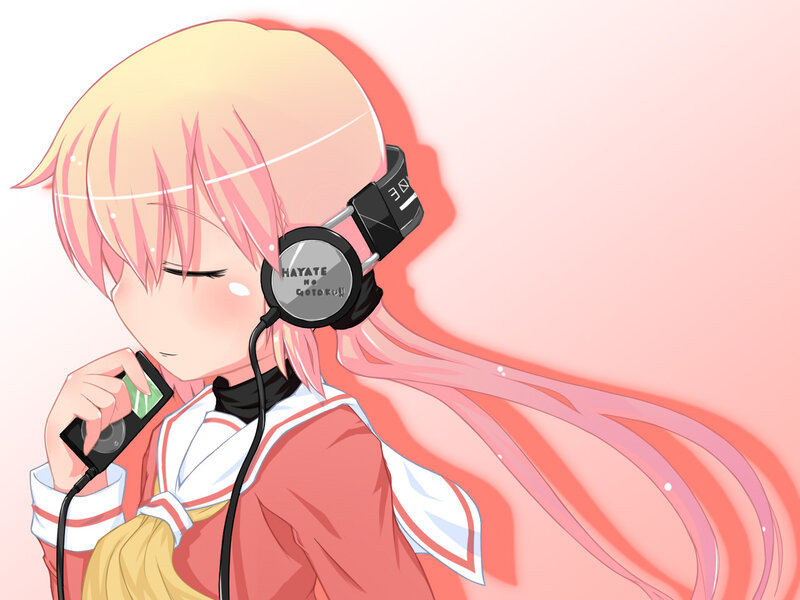 anime girl with headphones