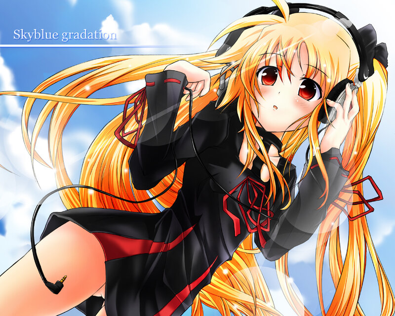 anime girl with headphones