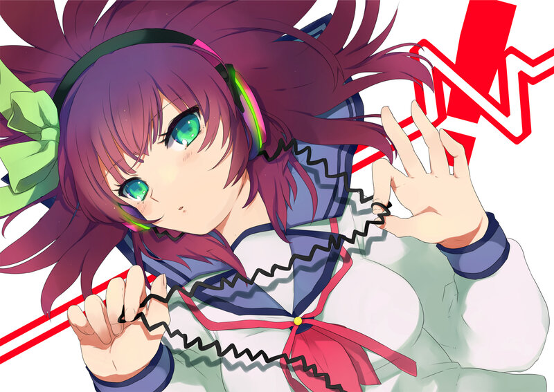 anime girl with headphones