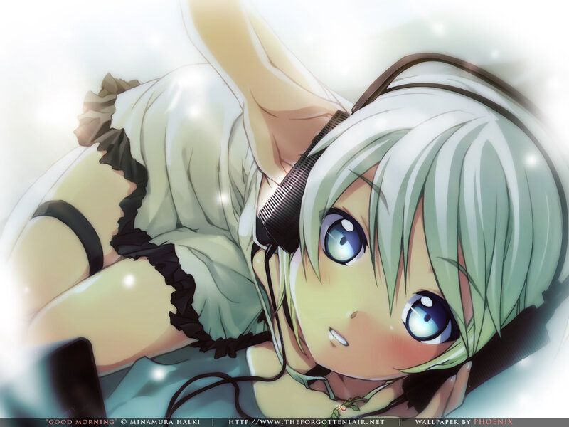 anime girl with headphones