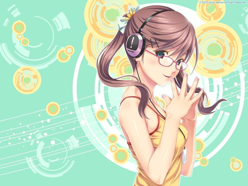 anime girl with headphones