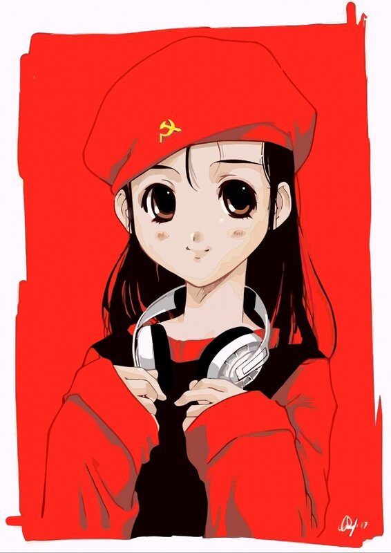 anime girl with headphones
