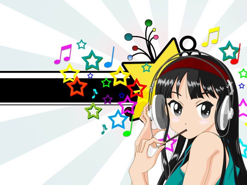 anime girl with headphones
