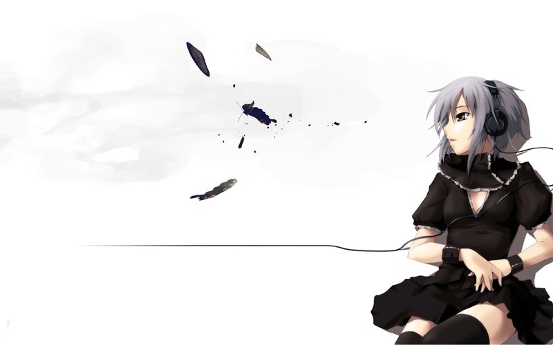 anime girl with headphones