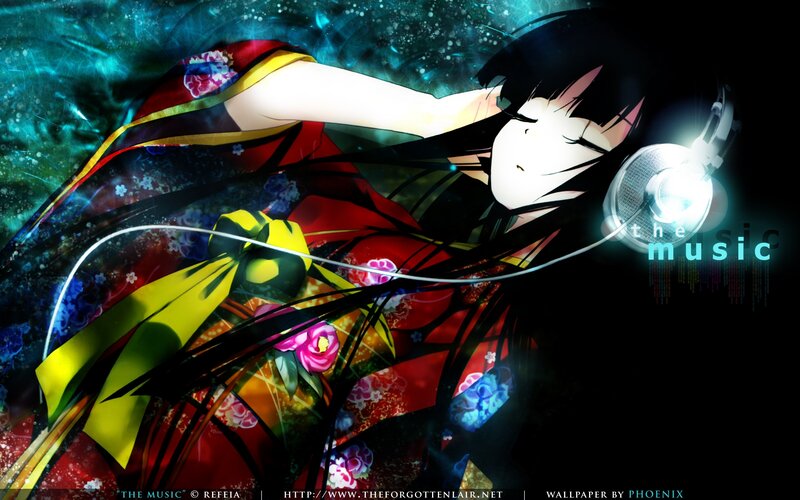 anime girl with headphones