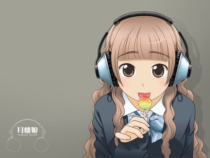 Anime girl with headphones
