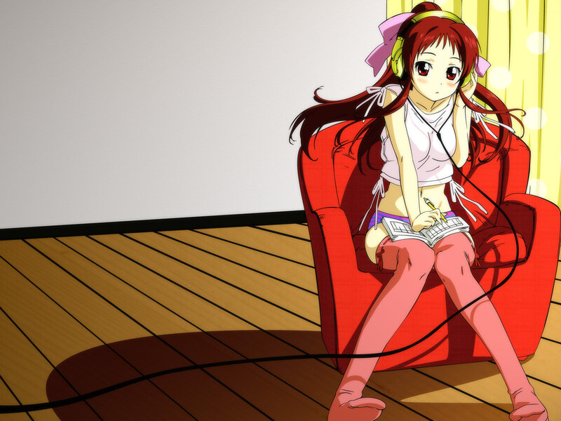 Anime girl with headphones