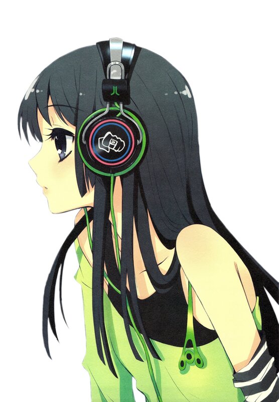 anime girl with headphones