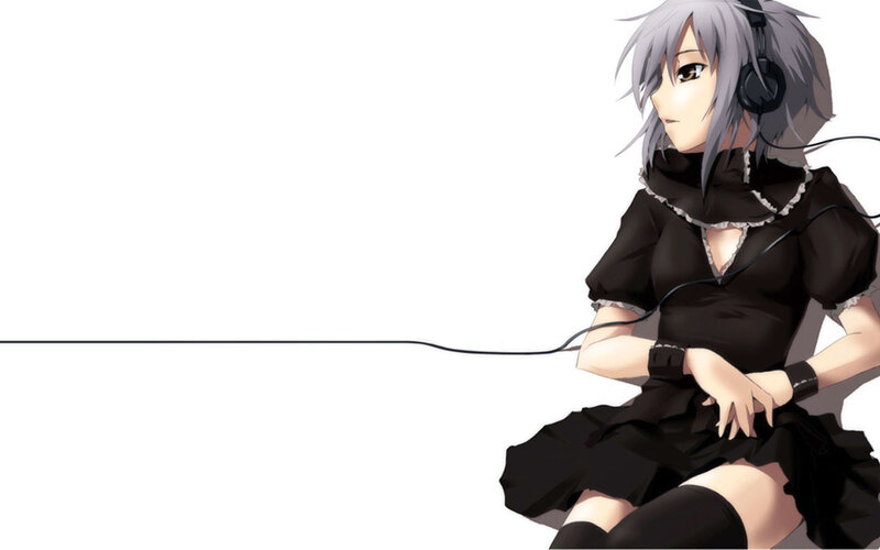 anime girl with headphones