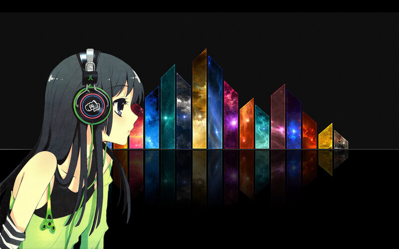 anime girl with headphones