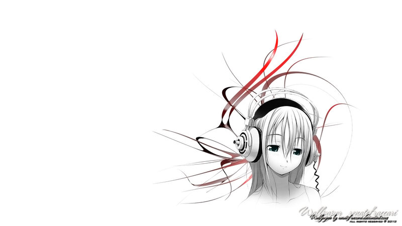 anime girl with headphones
