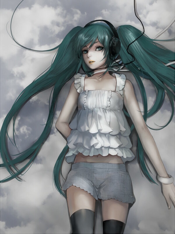 anime girl with headphones