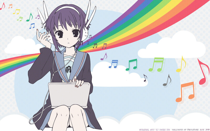 anime girl with headphones