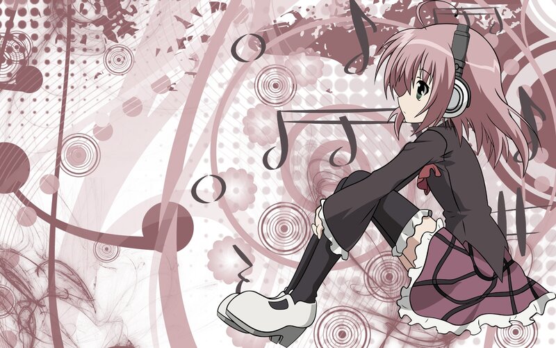 anime girl with headphones