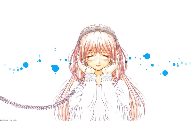 anime girl with headphones