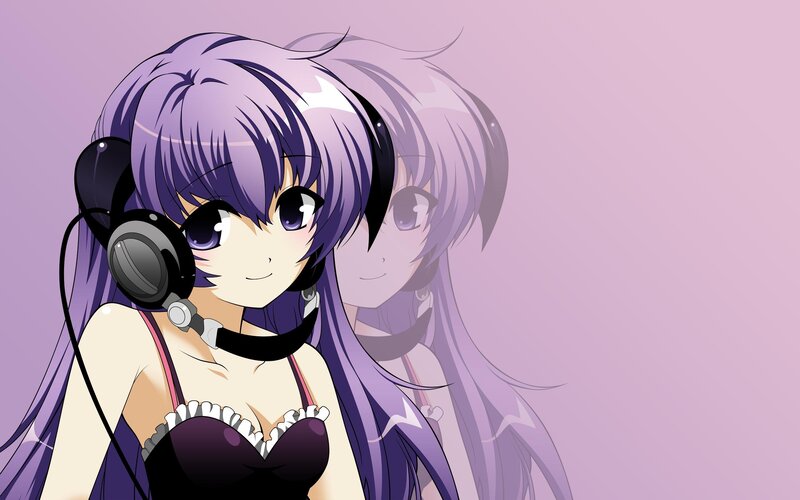 anime girl with headphones