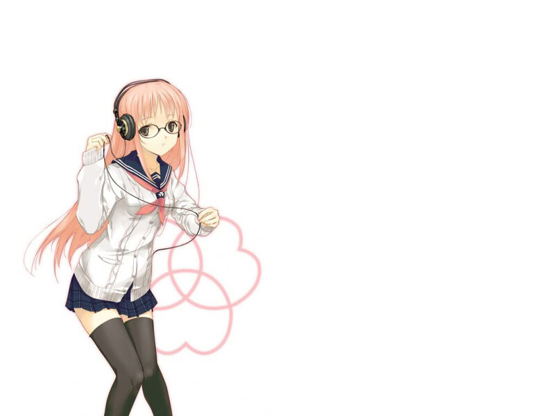 anime girl with headphones