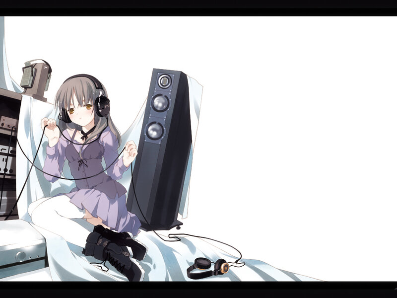 anime girl with headphones