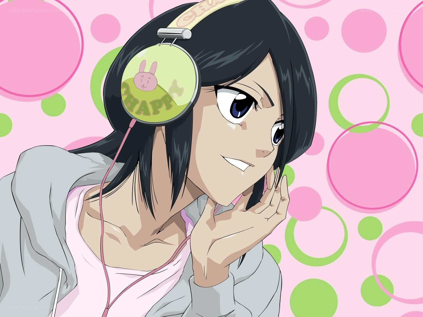 anime girl with headphones