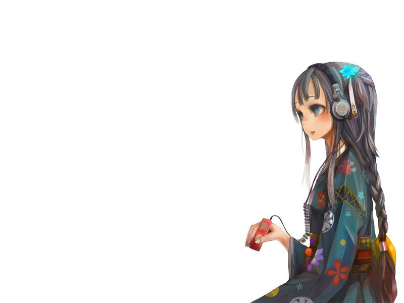 anime girl with headphones