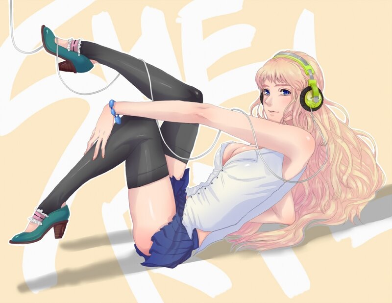 anime girl with headphones