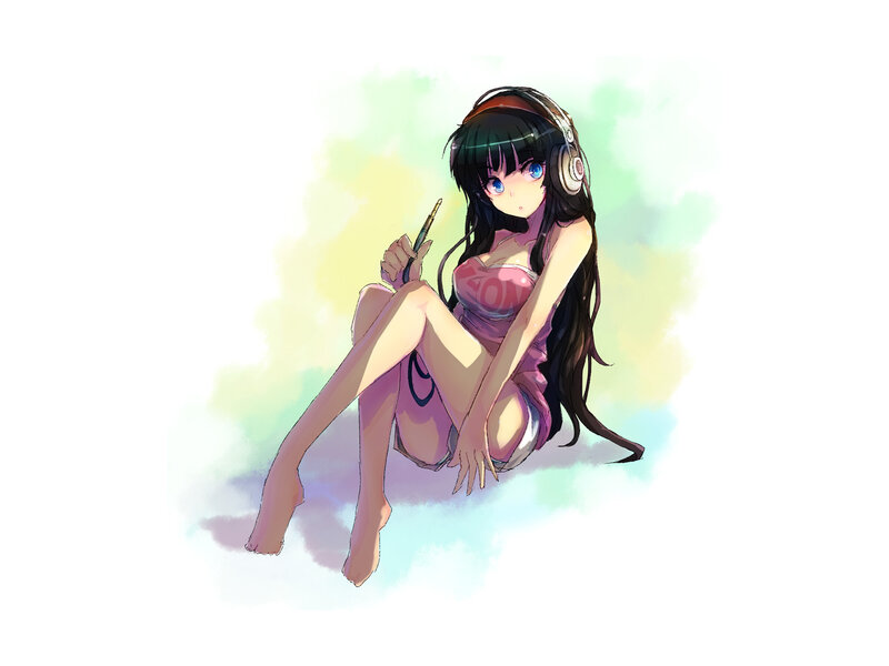 anime girl with headphones